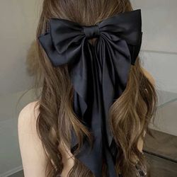 New Women’s Black Hair Bow Clip 