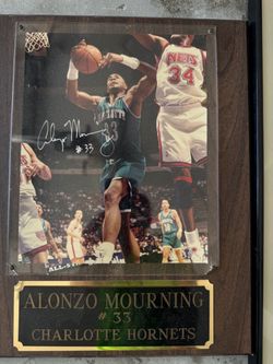Alonzo Mourning Signed Photo Plaque Charlotte Hornets