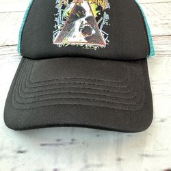 Urban Outfitters Band Def Leppard Trucker Hat Cap Black Teal 80s Band Snap Back 
