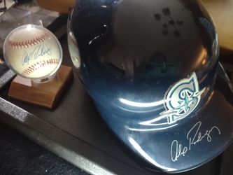 Alex Rodriguez Signed Helmet AND Baseball in Display Case with COA- Pristine!