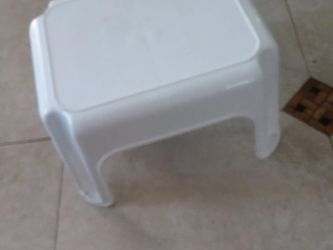 White plastic stool
