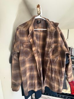 YAGO Brown Plaid Flannel Shirt Size L