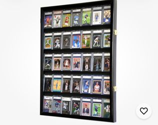 Graded Trading Card Display Case 35 Sport Baseball PSA Slabs Black  Cabinet