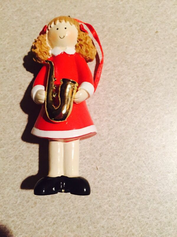 Saxophone Player Girl Christmas Tree Ornament