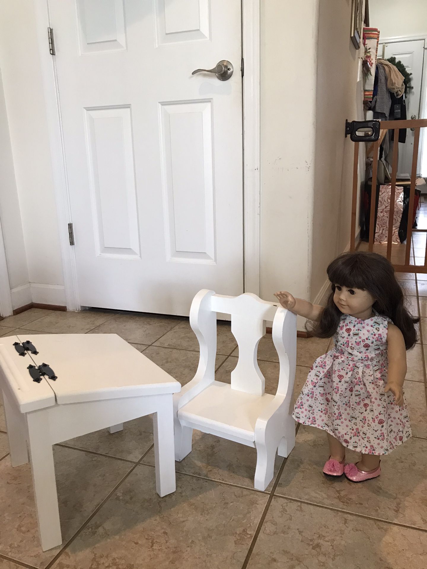 Adorable! Solid Wood white AG Doll Desk&Chair Set