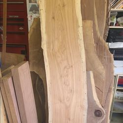 Spalted Pecan Console Slab – Heavy Figure & Live Edge Wild Character Grain Harvested from Iowa