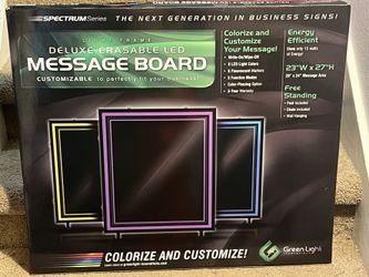 Green Light LED Message Writing Board with 8 Border Color Options, 23"L x 27"W