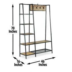 Hampton Black Metal Hall Tree/rack/shelives