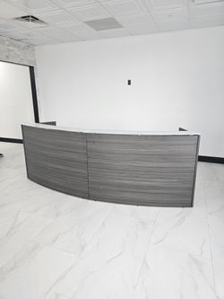 Reception Desk Shell With Glass Floating Transaction  Counter