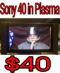 Sony 40 in Plasma with Remote. Works! Has little lines on sides.
