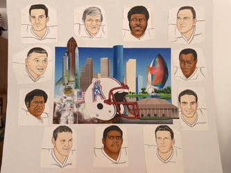 Rare Original Art Houston Oilers Press Board