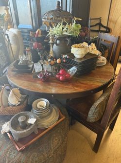 Round Wood Dining Table with Chairs