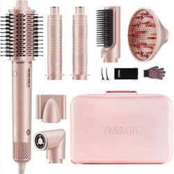 7MAGIC 7-in-1 Hair Styler & Dryer Brush – Pink – High-Speed 110k RPM – New
