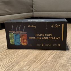 Brand New 4-Piece Glass Cup Set – $15