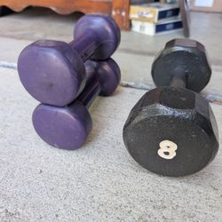 Dumbells 3lbs Pair, 1 8lbs