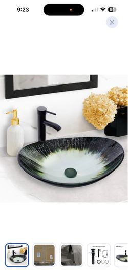 Tempered Glass Vessel Sink with Faucet