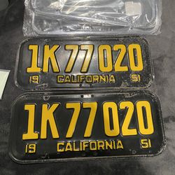 1951 California yom license plates dmv clear