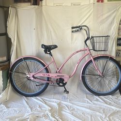 ELECTRA  brand 26” single speed, coaster Brake, beach cruiser, bicycle, cool front basket and bell mounted to handlebars ready to ride