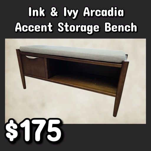 NEW Ink & Ivy Arcadia Accent Storage Bench: Njft