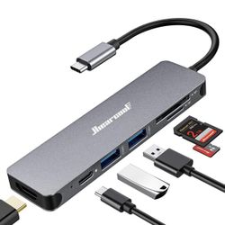 USB C Hub for MacBook – 7-in-1 USBC Adapter with 4K HDMI, 100W PD, USB 3.0 5Gbps Ports, SD/TF Card Reader – USB-C Dongle for Office, Meetings, Travel 