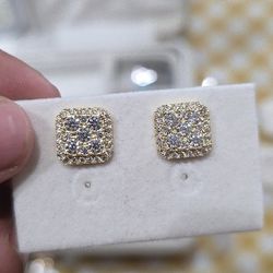 Gold Plated Diamond Earrings 