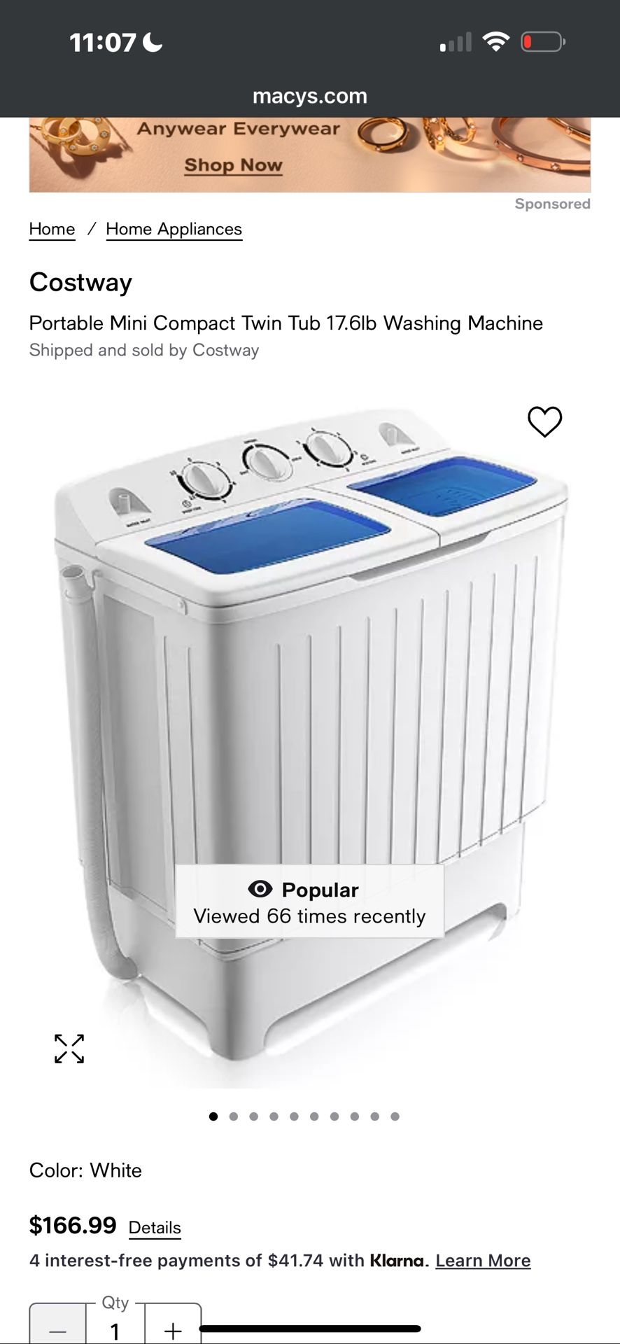 Portable Mini Compact Twin Tub Washing Machine 20 Lbs, Washer Spain Spinner