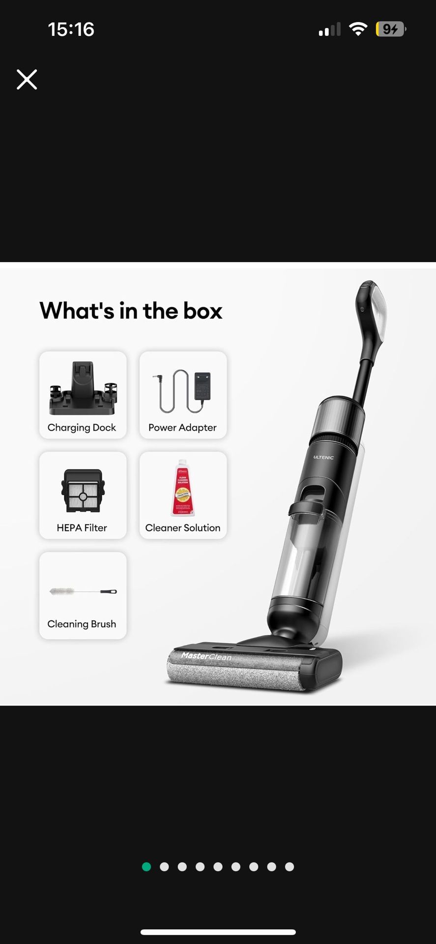Ultenic Wet Dry Vacuum Cleaner,Cordless Vacuum Mop Combo with Self-Cleaning,Smart Mess Detection,50mins Runtime,3-in-1 Vacuum Mop for Hard Floors,Edge