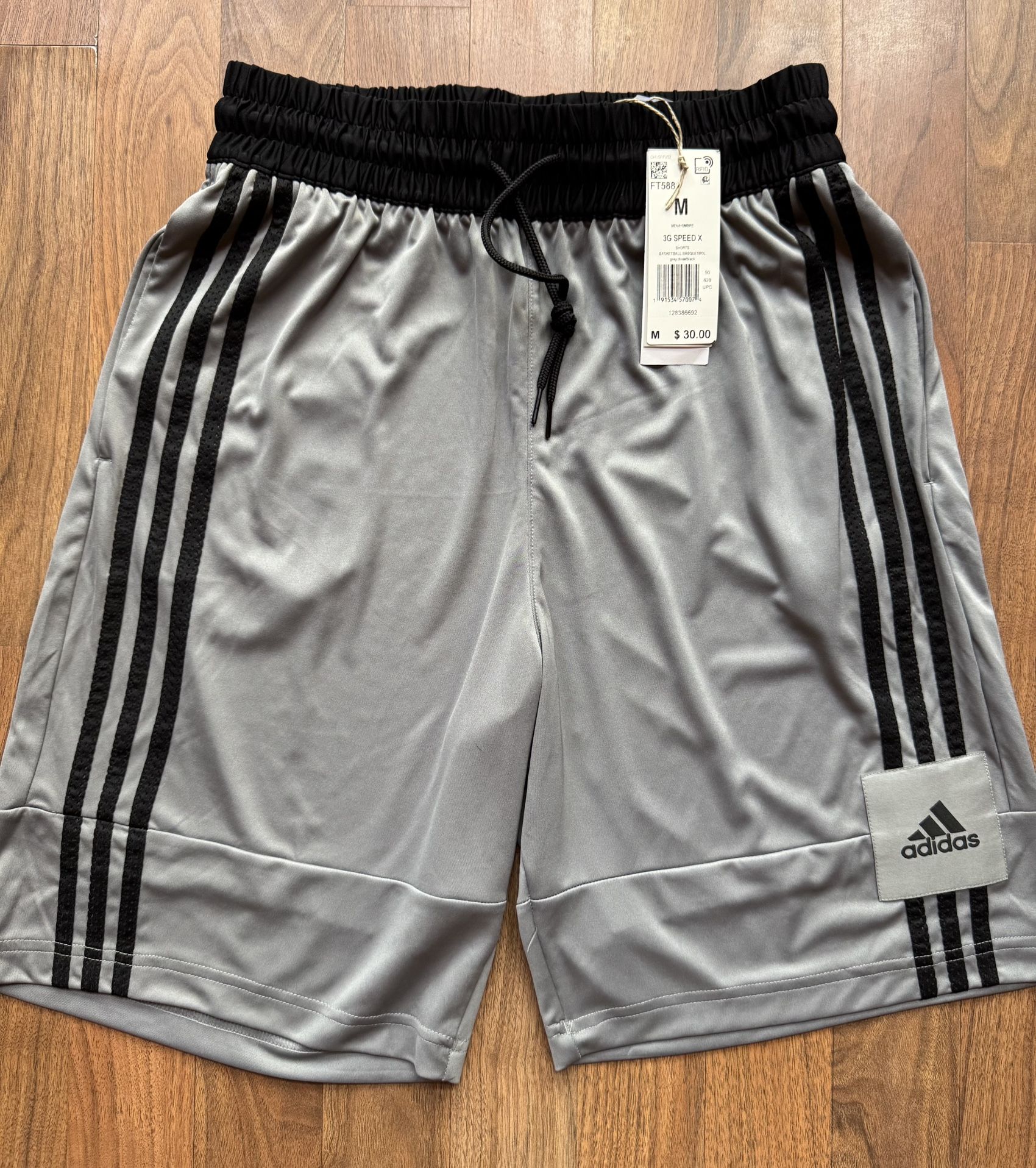 Adidas Mens MED 3G Speed X Basketball Shorts Grey Black NWT Moisture Wicking