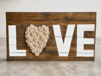Handmade Rustic Farmhouse LOVE Sign – Wooden Wall Decor