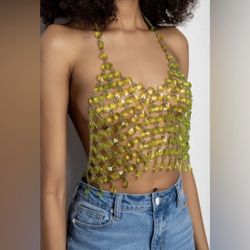 FANTASY DRIP LIME BODY CHAIN TOP