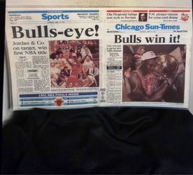 1991&1992 Champion Chicago Bulls Laminated Chicago Sun Times Front page $75 Each