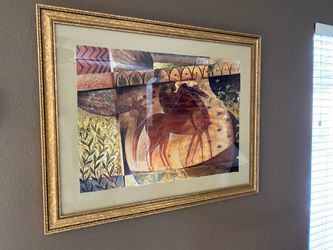 Framed Horse Art Print with Gold Frame