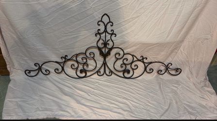Large Vintage Wrought Iron Metal Scrollwork Wall Decor
