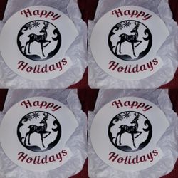 Set Of 4 New Christmas Dinner Plates