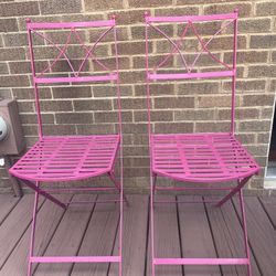 2 Folding Metal Chairs 2 sillas plegables de metal