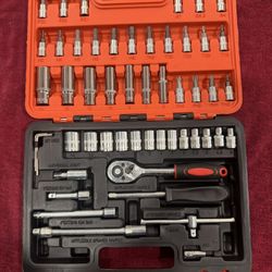53Pcs Car Repair Tool 1/4-Inch Socket Set Car Repair Tool Wrench Combo Tools Kit DYS