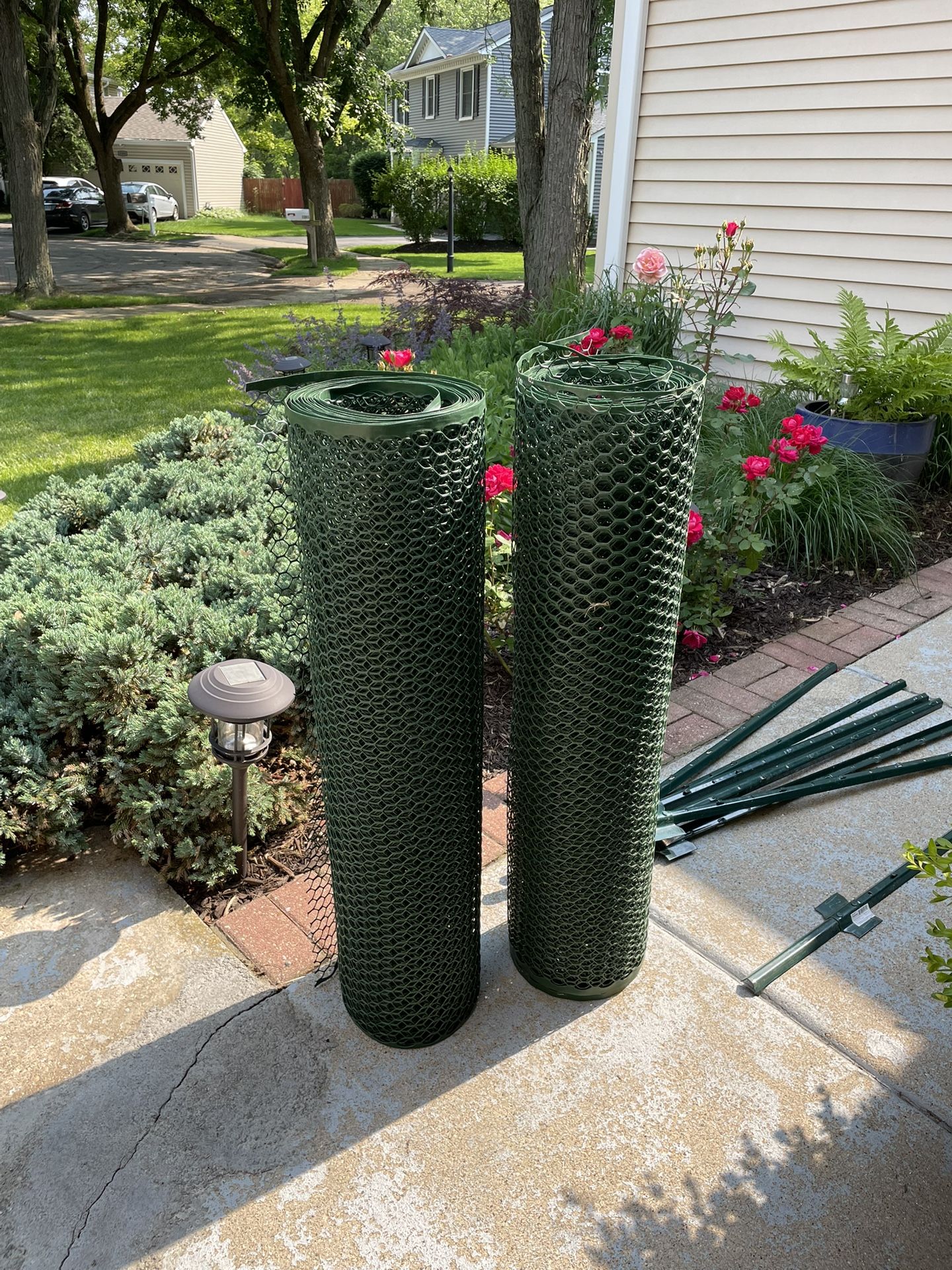 2 Rolls Of Plastic Wire Fence -$15 each & Metal Fence Posts-pack Of 7-$15