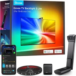 Govee TV Backlight 3 Lite, 16.4ft LED Strip Lights Sync with 75-85 Inch TVs
Upgraded Camera with Fish-Eye Correction Function, RGBICW Screen Sync Ligh