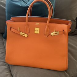 Orange Leather B Bag