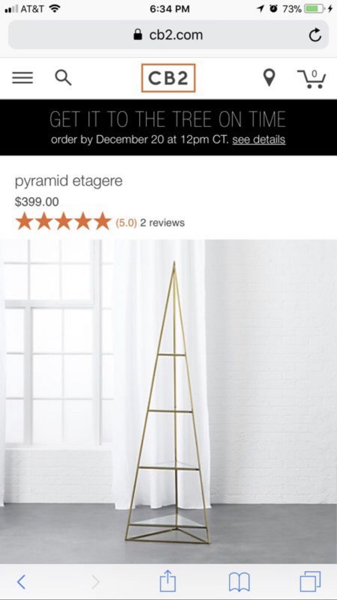 CB2 Pyramid Etagere Gold Display Shelves