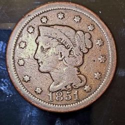 1851 LARGE CENT COPPER PENNY