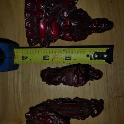 3 Resin Dragon And Buddha Figurines