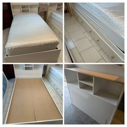 White Twin Bed With Storage 