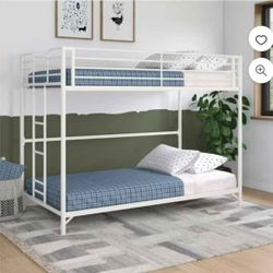 New Inbox Twin Over Twin Bunk Bed Metal White Mattress Not Included 