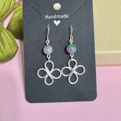 Silver Earrings With Malaysian Jade Gemstones 