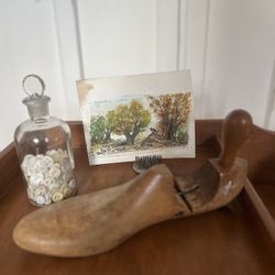Vintage Wooden Shoe Form Decor 