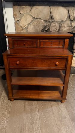 Wood Console Table with Drawers and Shelves