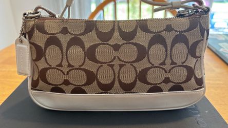 Authentic Coach bag women’s purse white leather and monogram coach logo