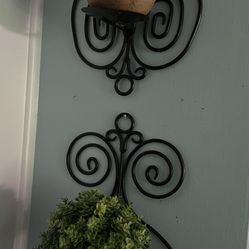 Ironwork Wall Sconce For Candles And Plants