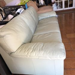 Italian leather soft green sofa